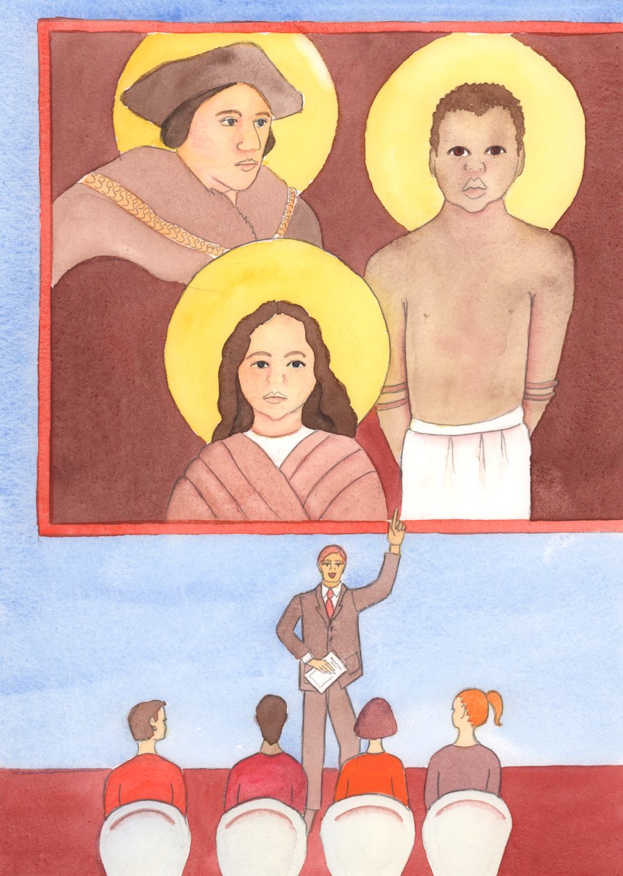 Her çağda hakikatin şehitleri vardır, 2003 (kağıt üzerinde w/c) by Elizabeth Wang