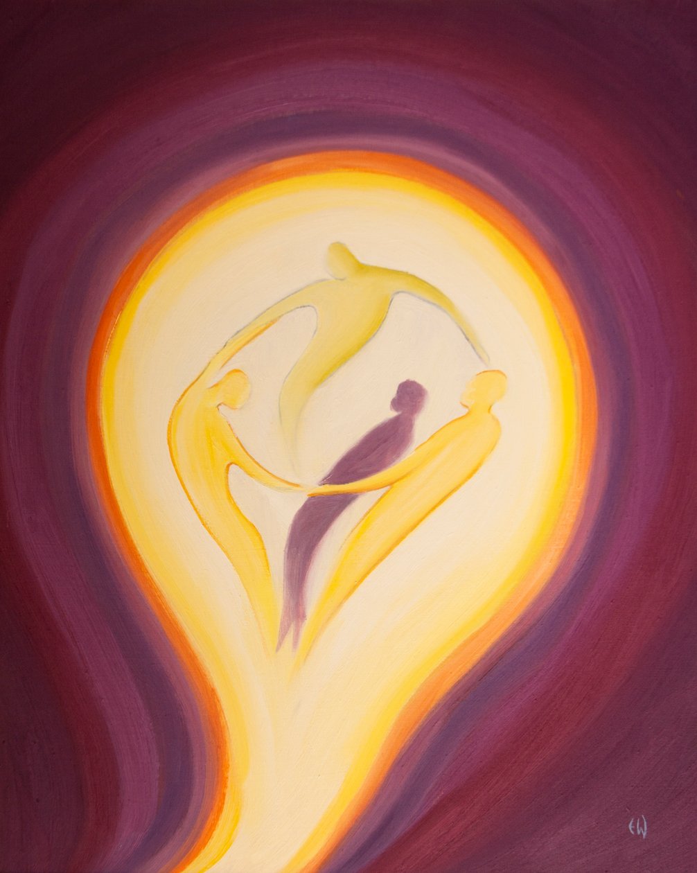 Mesih aracılığıyla, İlahi Kişiler içindeki sonsuz sevgi verme ve alma sürecine çekilebiliriz, 2002 (gemide yağ) by Elizabeth Wang