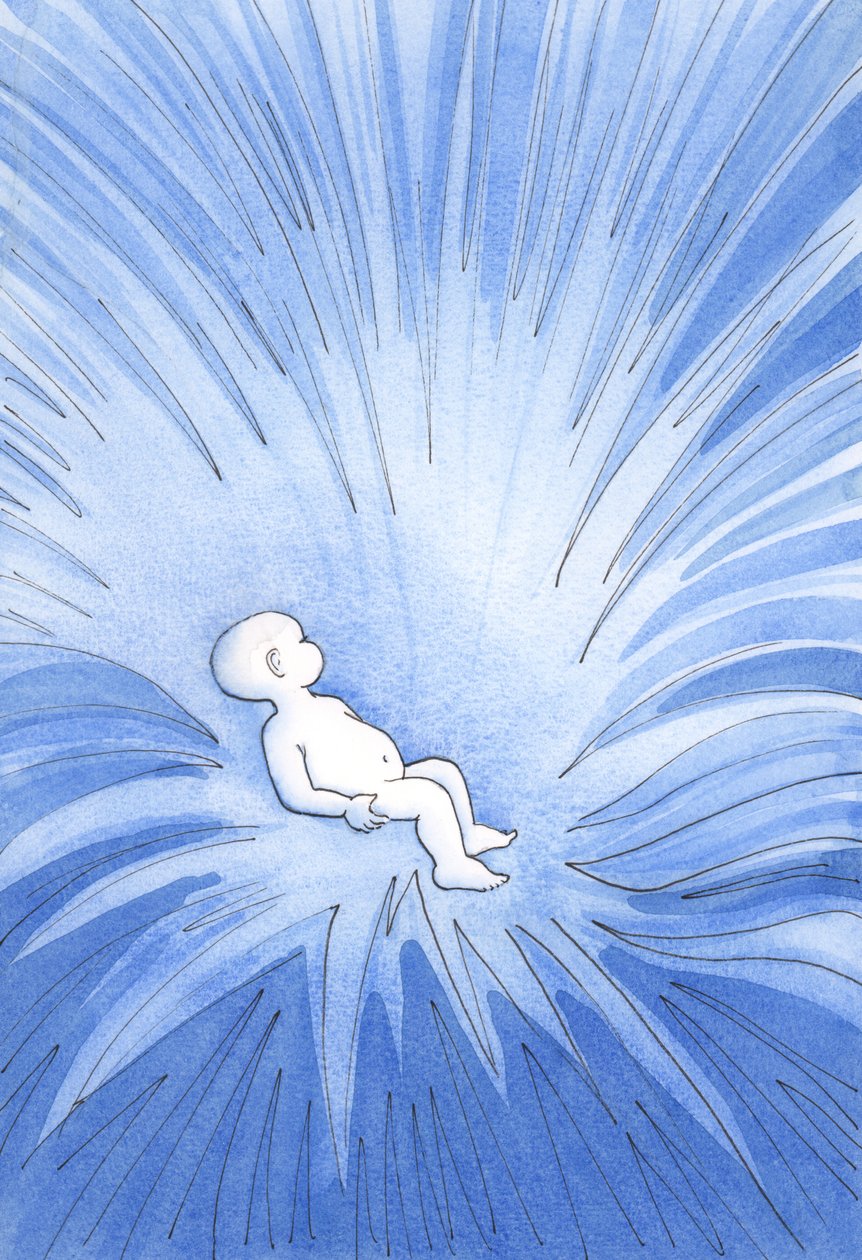Vaftiz yoluyla İlahi Hayat bir çocuğun kalbine dökülür ve başkalarına yayılır, 2001 (kağıt üzerinde w/c) by Elizabeth Wang