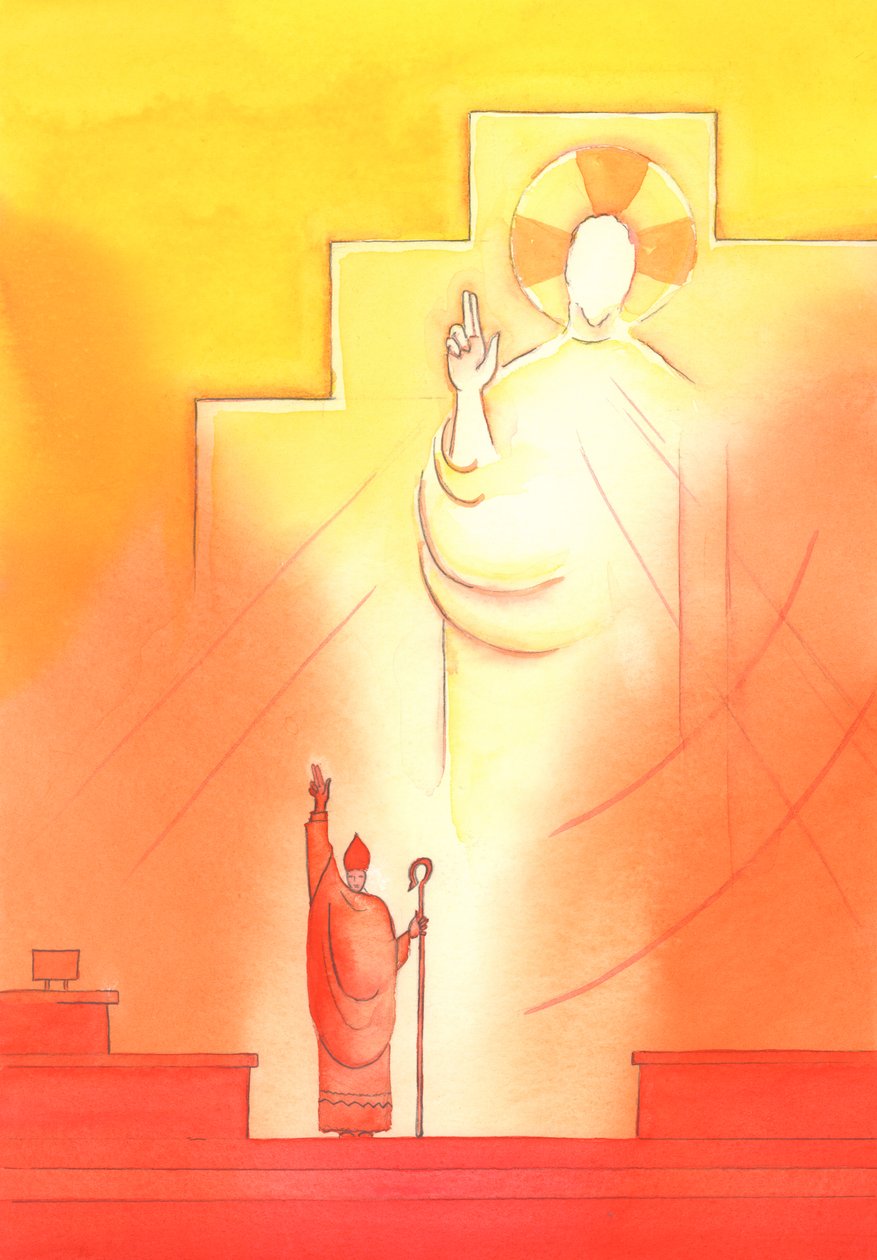 Papa ile birlikte olan her Piskopos aracılığıyla, Baba Tanrı bizi kutsallaştırır, öğretir ve bize rehberlik eder, 2002 (kağıt üzerinde w/c) by Elizabeth Wang