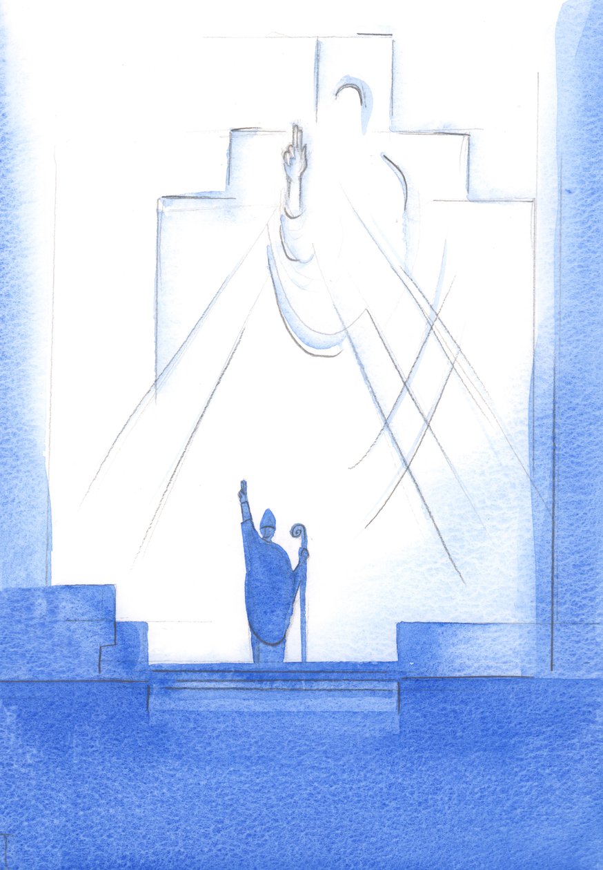 Papa ile birlikte olan her Piskopos aracılığıyla, Baba Tanrı bizi kutsallaştırır, öğretir ve bize rehberlik eder, 2002 (kağıt üzerinde w/c) by Elizabeth Wang