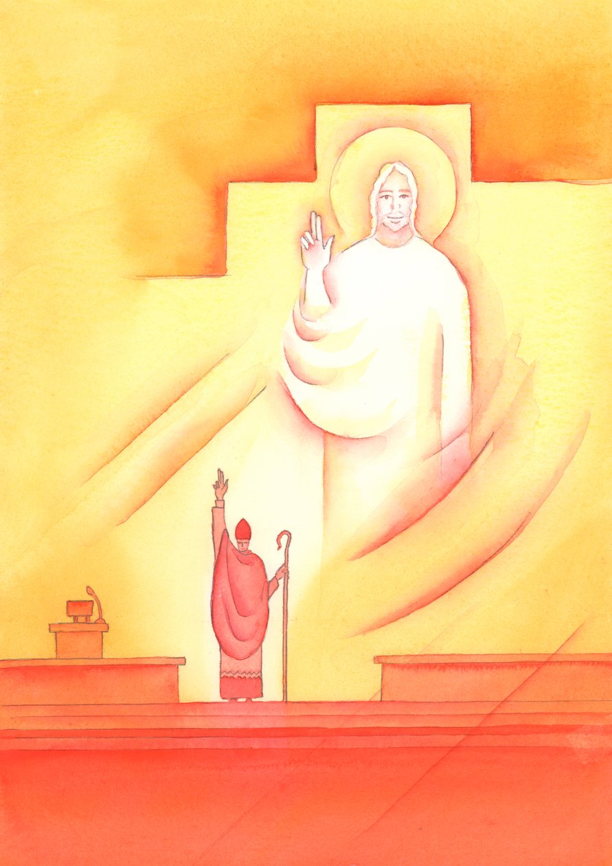 Papa ile birlikte olan her Piskopos aracılığıyla, Baba Tanrı bizi kutsallaştırır, öğretir ve bize rehberlik eder, 2002 (kağıt üzerinde w/c) by Elizabeth Wang