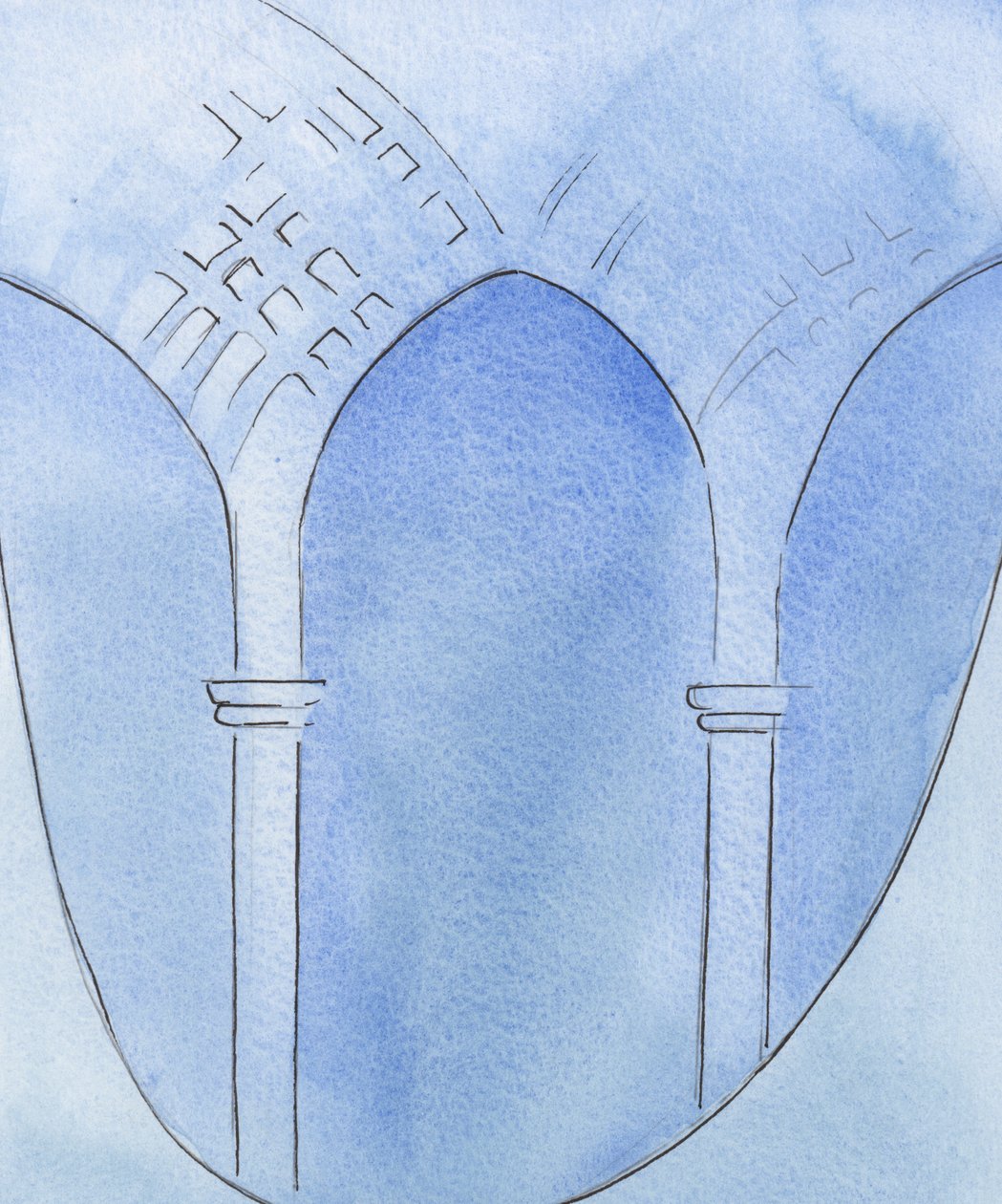 İnanç ve pişmanlıkla ruhum bir mağaradan ibadete hazır bir katedrale dönüştü, 2002 (kağıt üzerinde w/c) by Elizabeth Wang