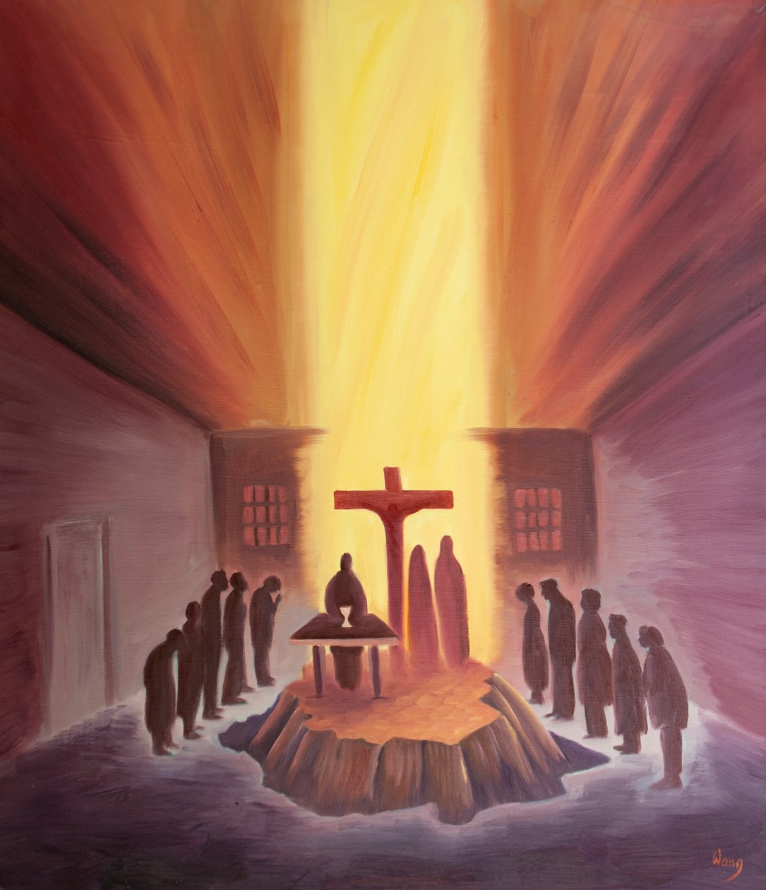 Ayin sayesinde tüm Kilise ile Calvary Haçı etrafında birleştik, 2001 (gemide petrol) by Elizabeth Wang