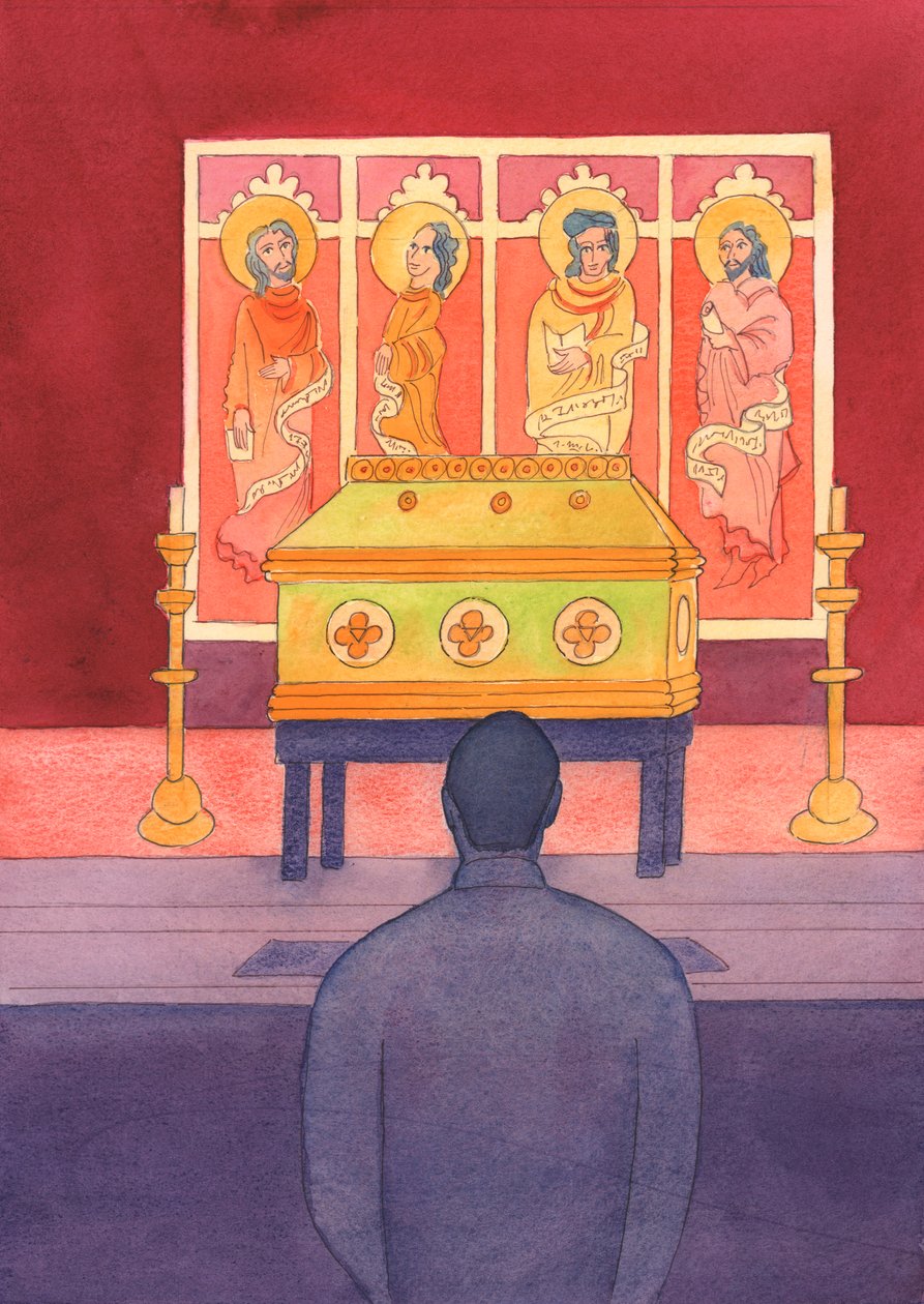 Ölen Azizlerle yaşayan bir ilişkimiz var, bu yüzden onlarla konuşmalıyız, 2003 (kağıt üzerinde w/c) by Elizabeth Wang