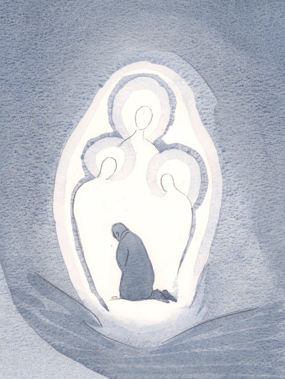 2000 (kağıt üzerinde w/c) bir lütuf halinde yaşadığımızda, ruhumuzdaki Üç İlahi Kişiyi sever ve taparız. by Elizabeth Wang