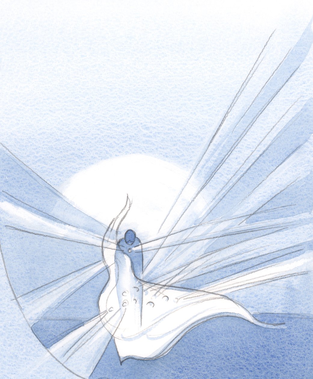 Günahın affedildiği yerde, şimdi günah işleyip tövbe etmemiş olmamızdan daha güzel bir lütuf elmas parlıyor., 2001 (kağıt üzerinde w/c) by Elizabeth Wang