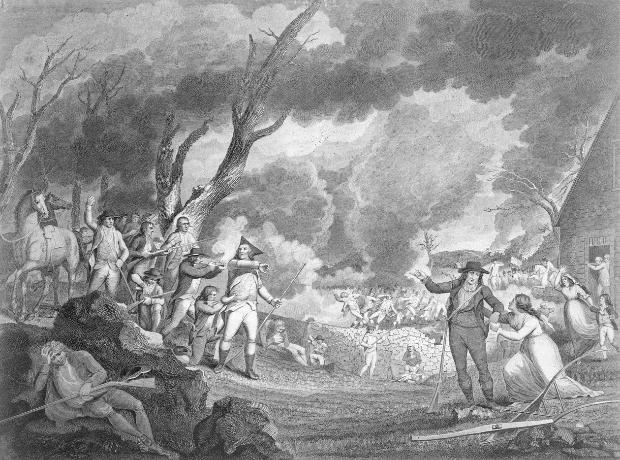 Lexington Muharebesi, 19 Nisan 1775, Cornelius Tiebout tarafından oyulmuş (c.1773-1832) by Elkanah Tisdale