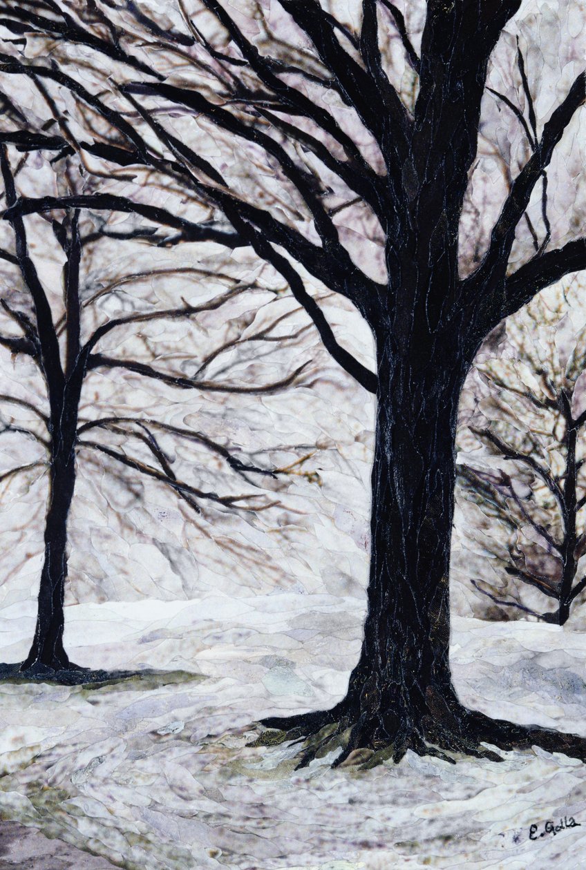 Kış Ağaçları, Greenwich Park, 2004 (kağıt mozaik kolaj) by Ellen Golla