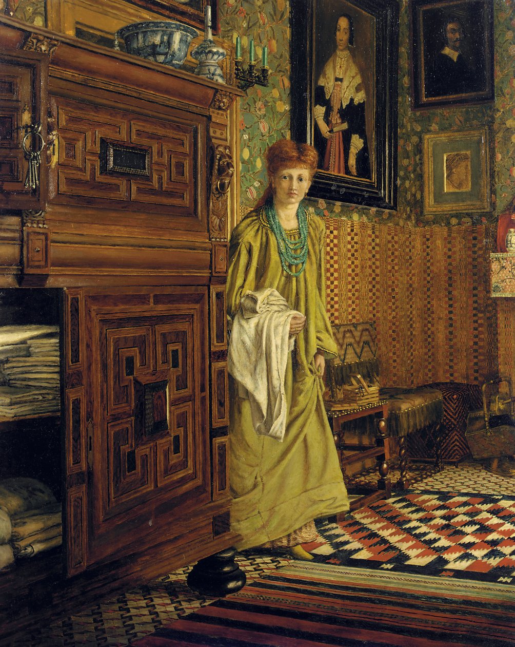 Laura'nın portresi, Leydi Alma-Tadema, muhtemelen Townshend House, Regent's Park'taki Hollanda Odasına girerken, 1873 by Ellen Gosse
