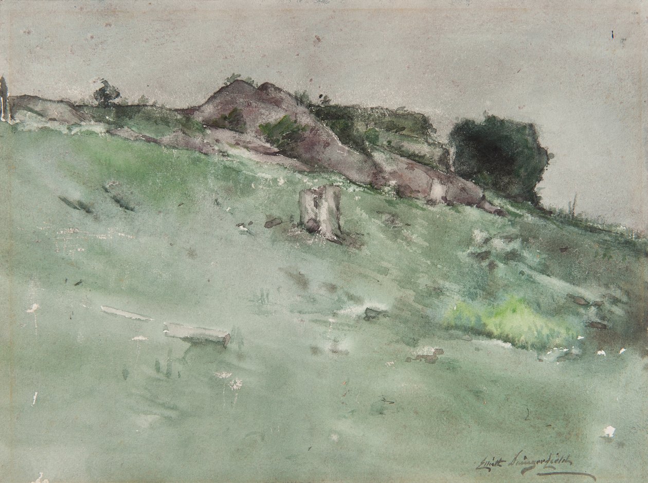Gray Rock (karton üzerine monte edilmiş kağıt üzerine sulu boya) by Elliott Daingerfield
