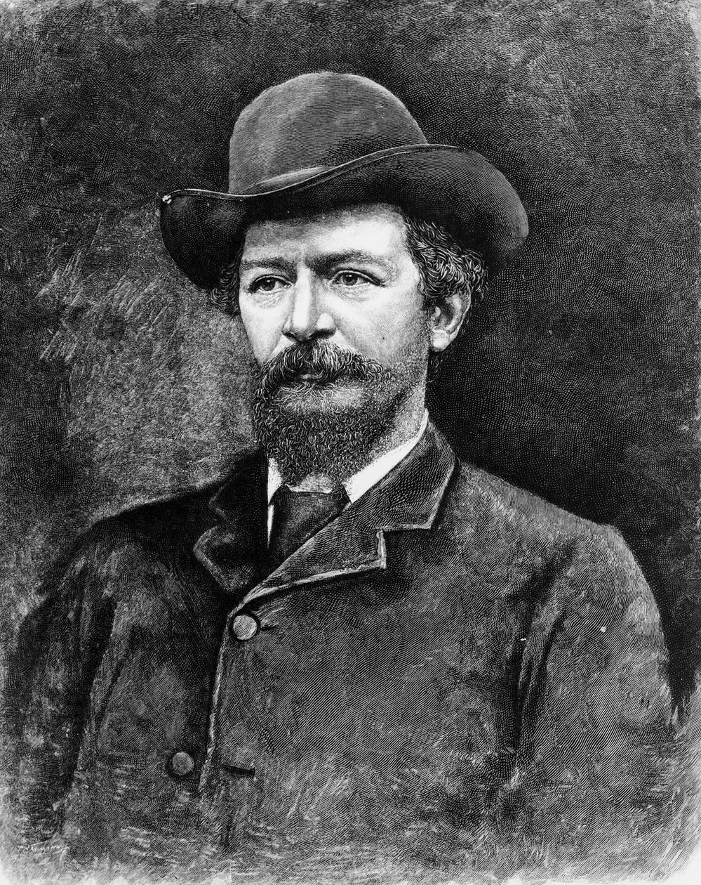 Algernon Charles Swinburne, bir fotoğraftan oyulmuş (gravür) (bw fotoğraf) by Elliott und Fry Studio