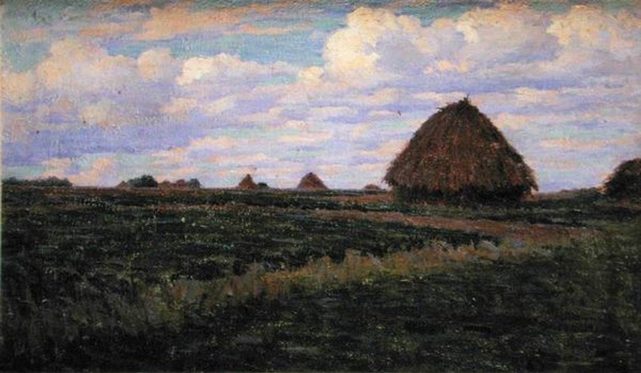 Yeşil Tarlada Saman Yığınları (tuval üzerine yağlı boya) by Elmer Boyd Smith