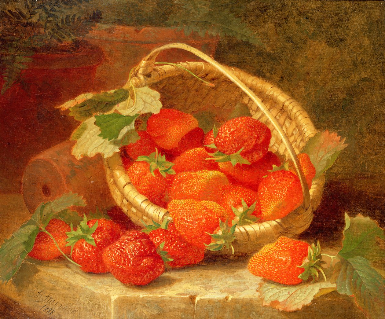 Taş bir çıkıntıda Çilek Sepeti, 1888 by Eloise Harriet Stannard