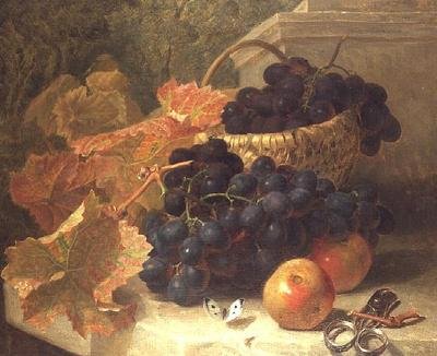 Bir Taş Rafta Üzüm ve Makas ile Natürmort by Eloise Harriet Stannard