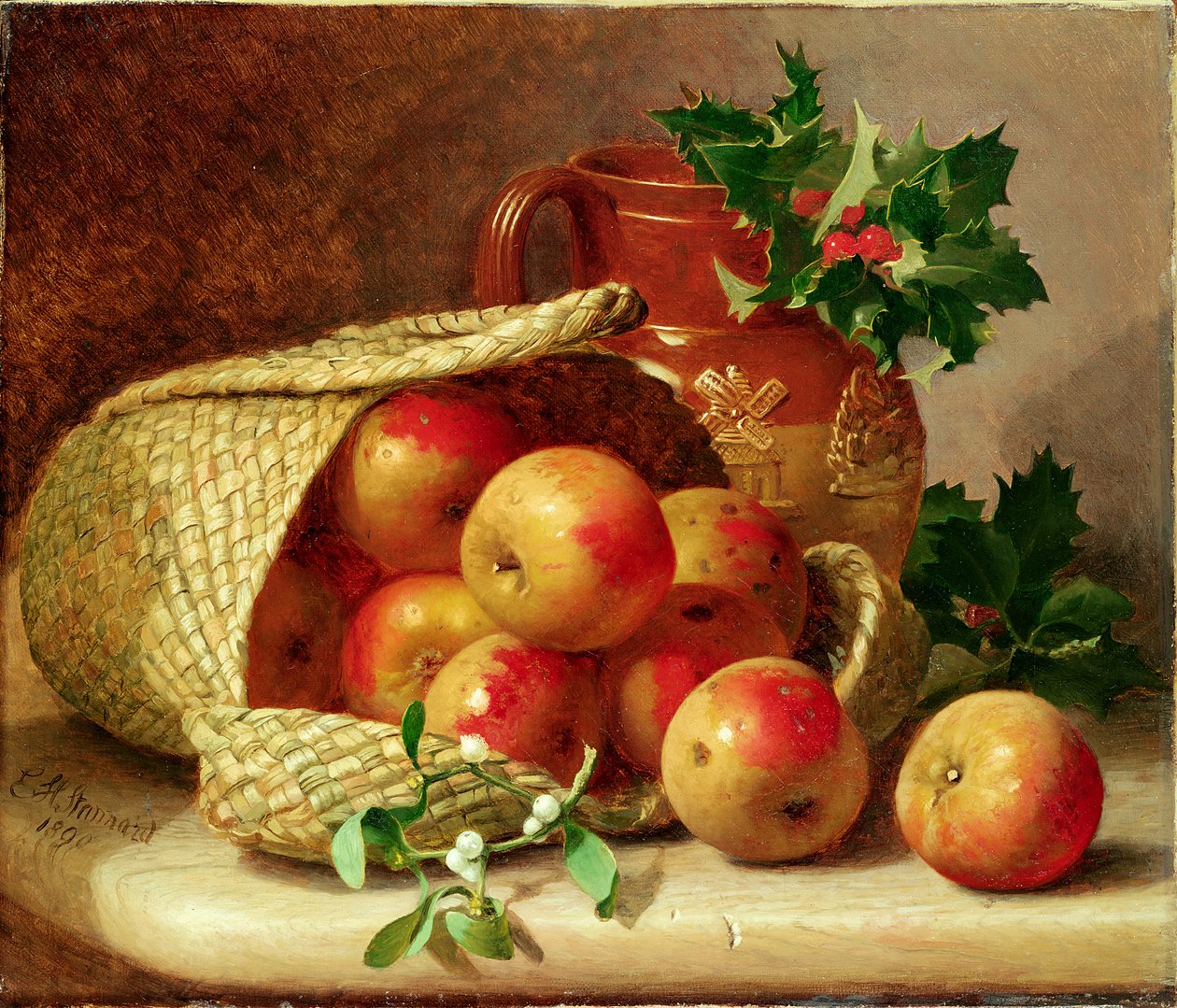 Holly ve ökseotu ile natürmort by Eloise Harriet Stannard