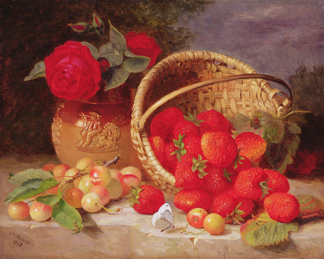 Çilek ve kiraz ile sepet natürmort, 1898 by Eloise Harriet Stannard