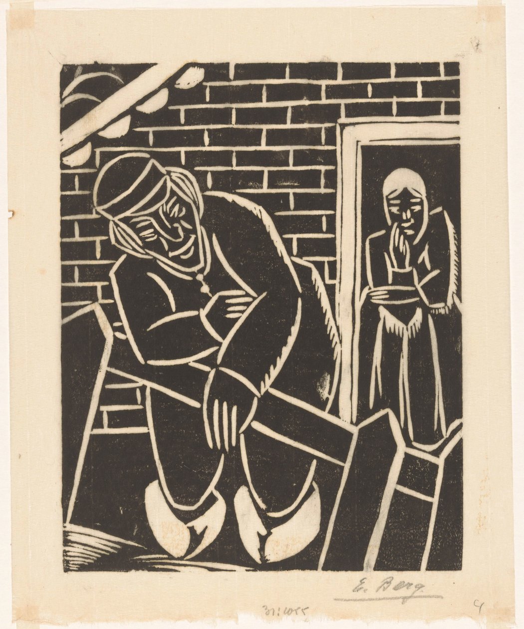 Çiftçi evinin önünde by Else Berg (signed by artist)