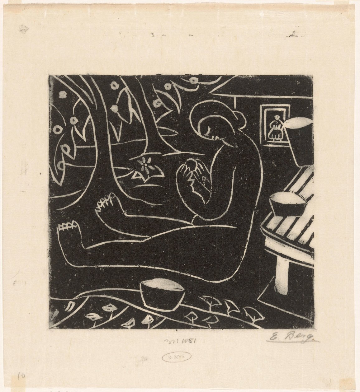 oturan kadın by Else Berg (signed by artist)