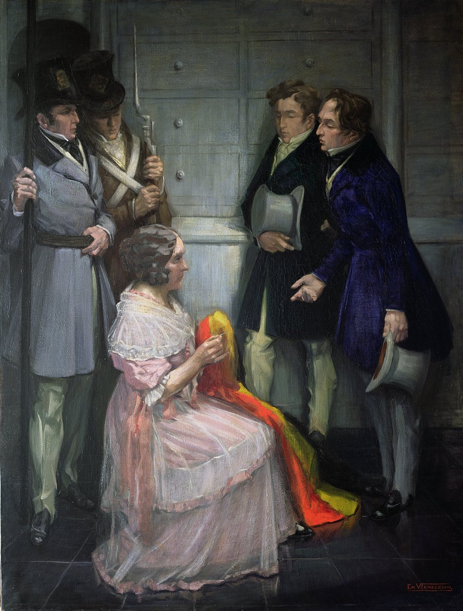 Bayan Abst İlk Belçika Bayrağını Yaratıyor, 1830 dolayları by Em Vermeersch