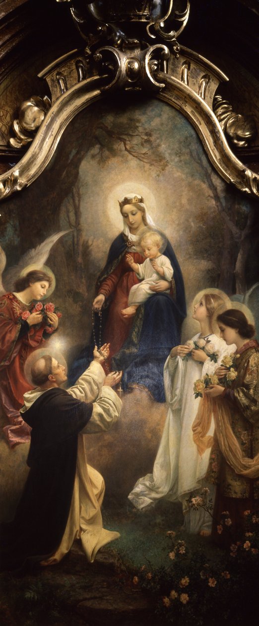 Our Lady of the Rosary (tuval üzerine yağlı boya) by Emanuel Dítě