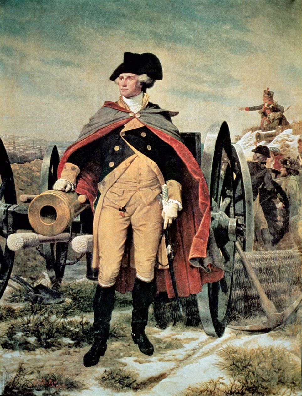 George Washington, Dorchester Heights, Massachusetts (renkli taş) by Emanuel Gottlieb (after) Leutze