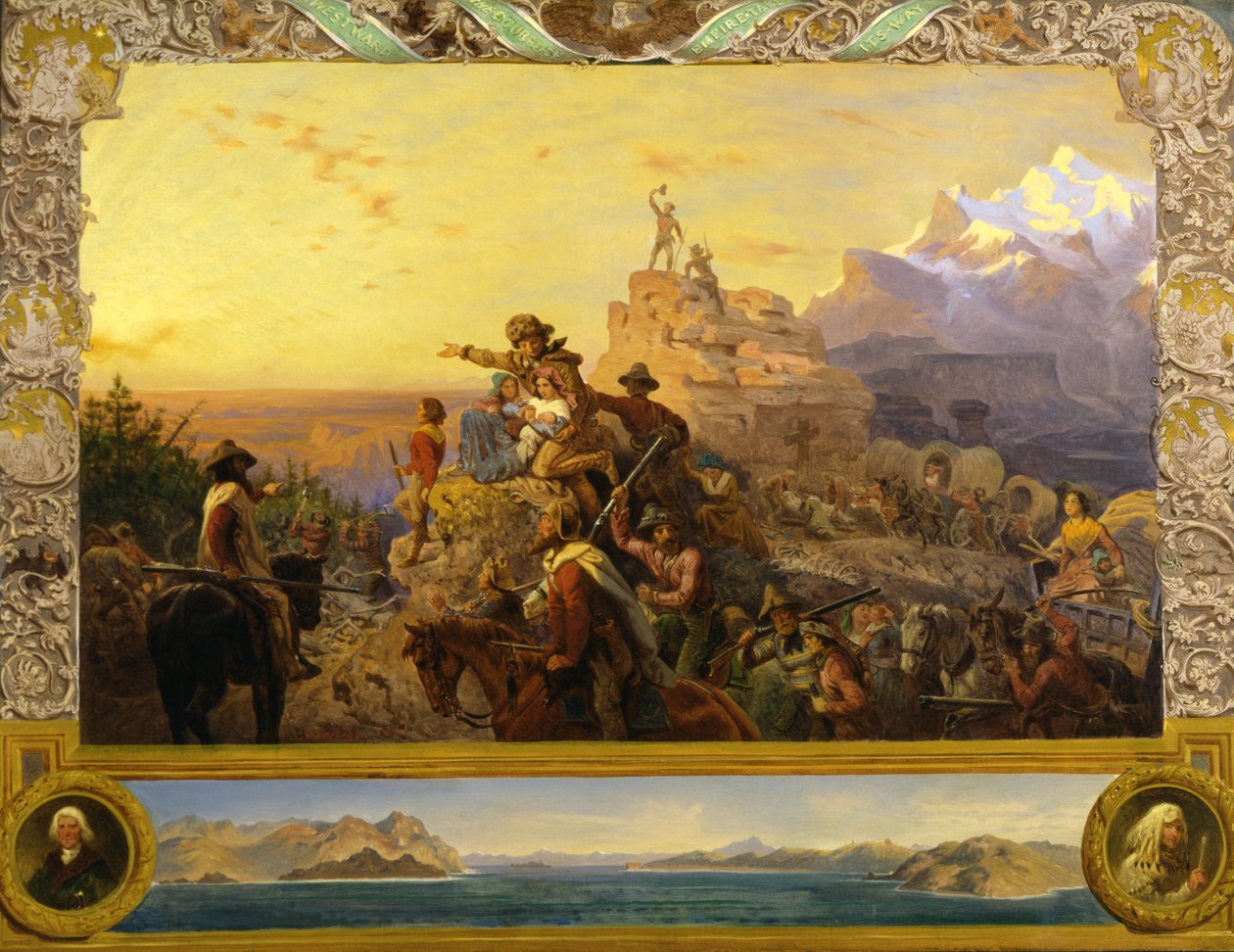Batıya Doğru İmparatorluğun Yolu Kendi Yolunda Gidiyor duvar çalışması, U.S. Capitol, 1861. by Emanuel Gottlieb Leutze