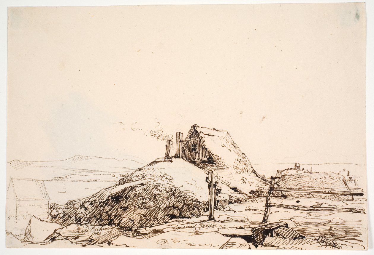 Jordhus, Reykjavik yakınlarında by Emanuel Larsen