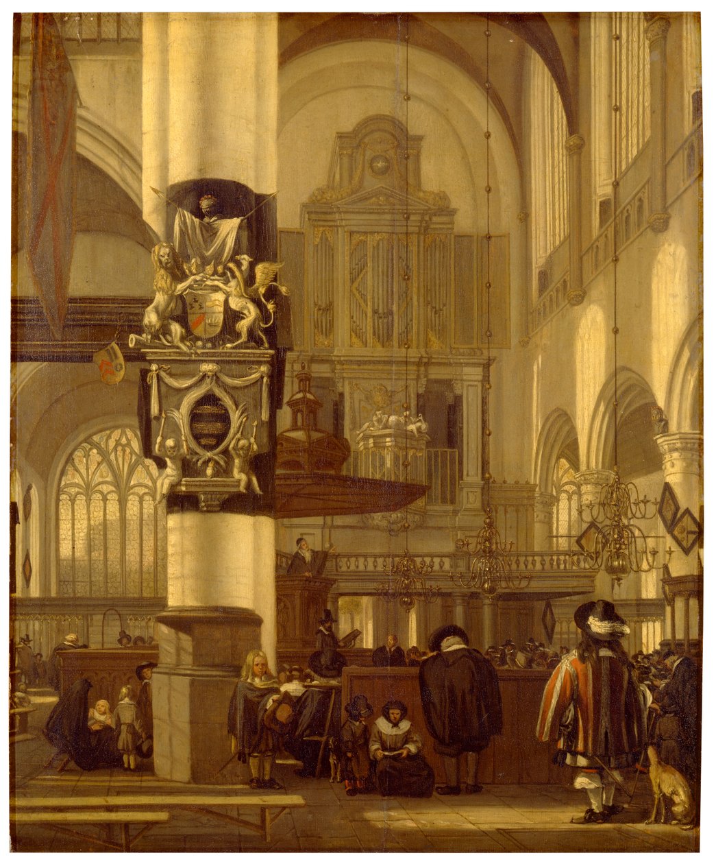Bir kilisenin içi (panel üzerine yağlıboya) by Emanuel de Witte