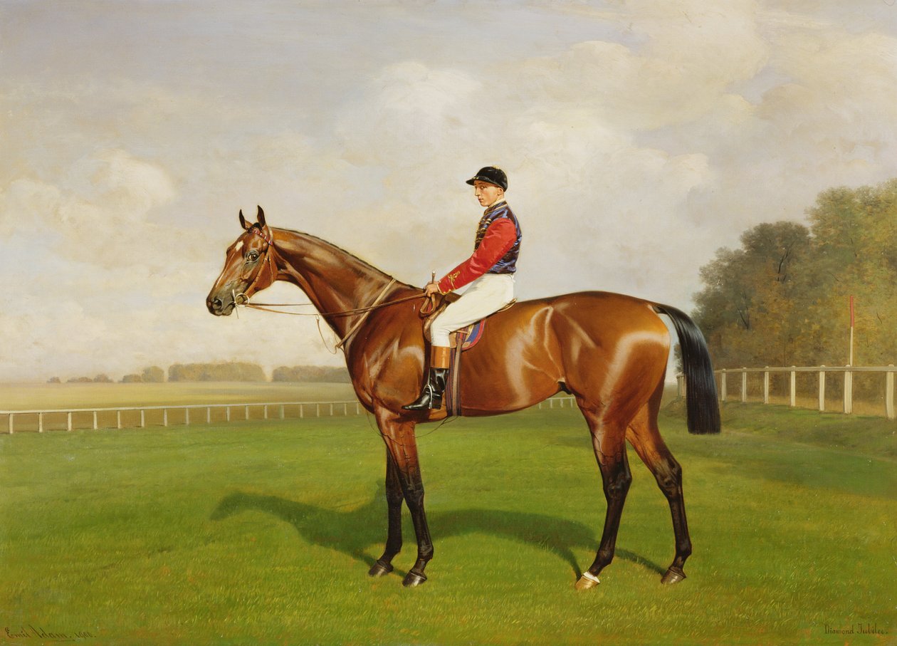 Diamond Jubilee, Winner of the 1900 Derby, 1900 oil on canvas detail of 188214 by Emil Adam