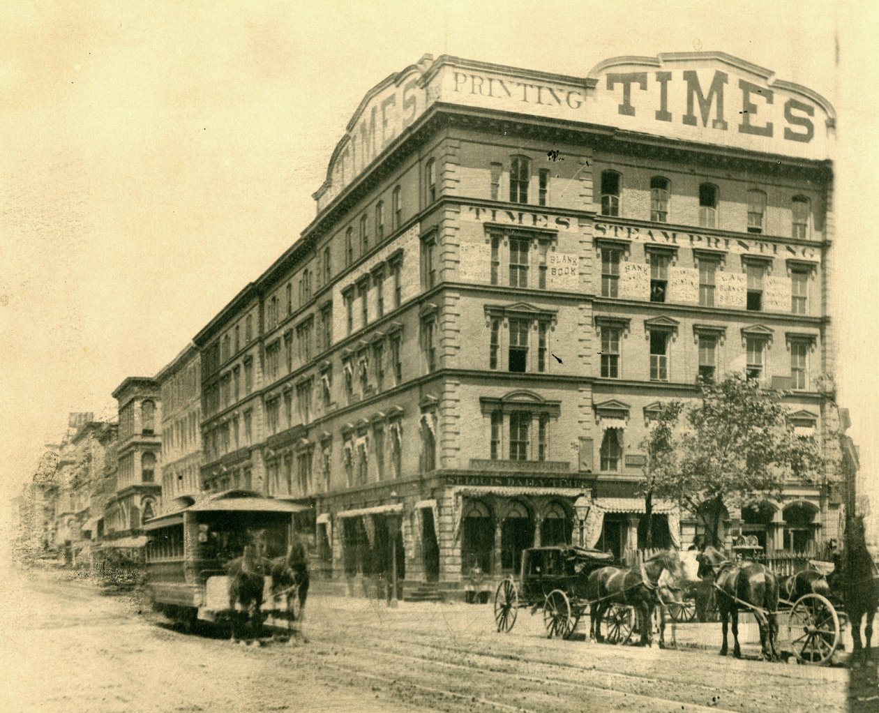 St. Louis Daily Times Broadway ve Chestnut Street
