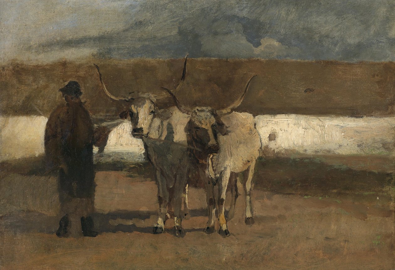 Çiftçi öküz ekibi ile by Emil Jakob Schindler