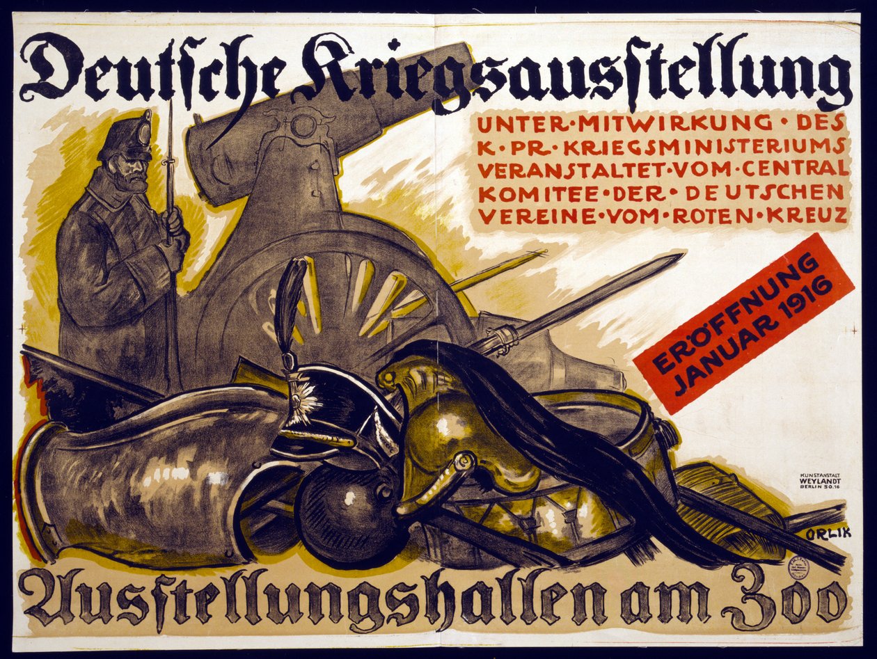 Bir Alman Savaş Sergisi reklam afişi, 1915 by Emil Orlik