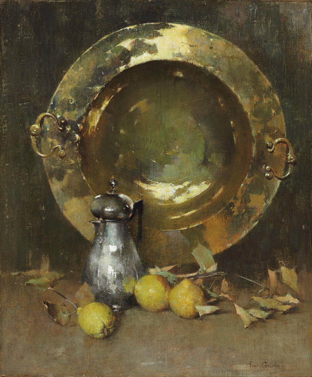 Natürmort, c.1918 (tuval üzerine yağlı boya) by Emil Carlsen