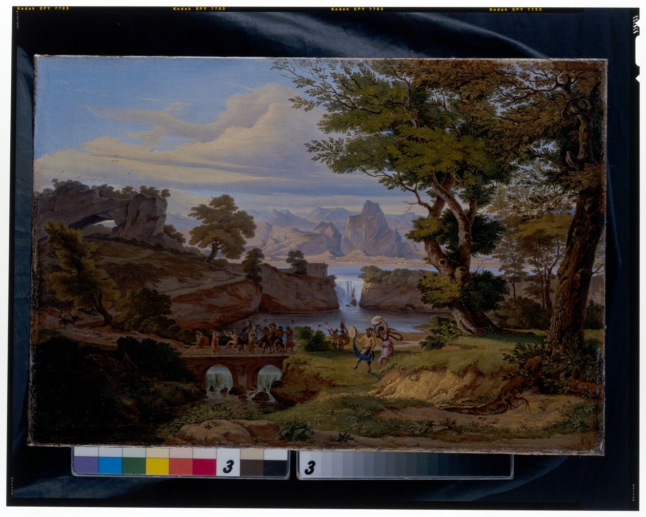 Silenus'un Zaferi ile İtalyan tarzı manzara by Emil Ludwig Löhr