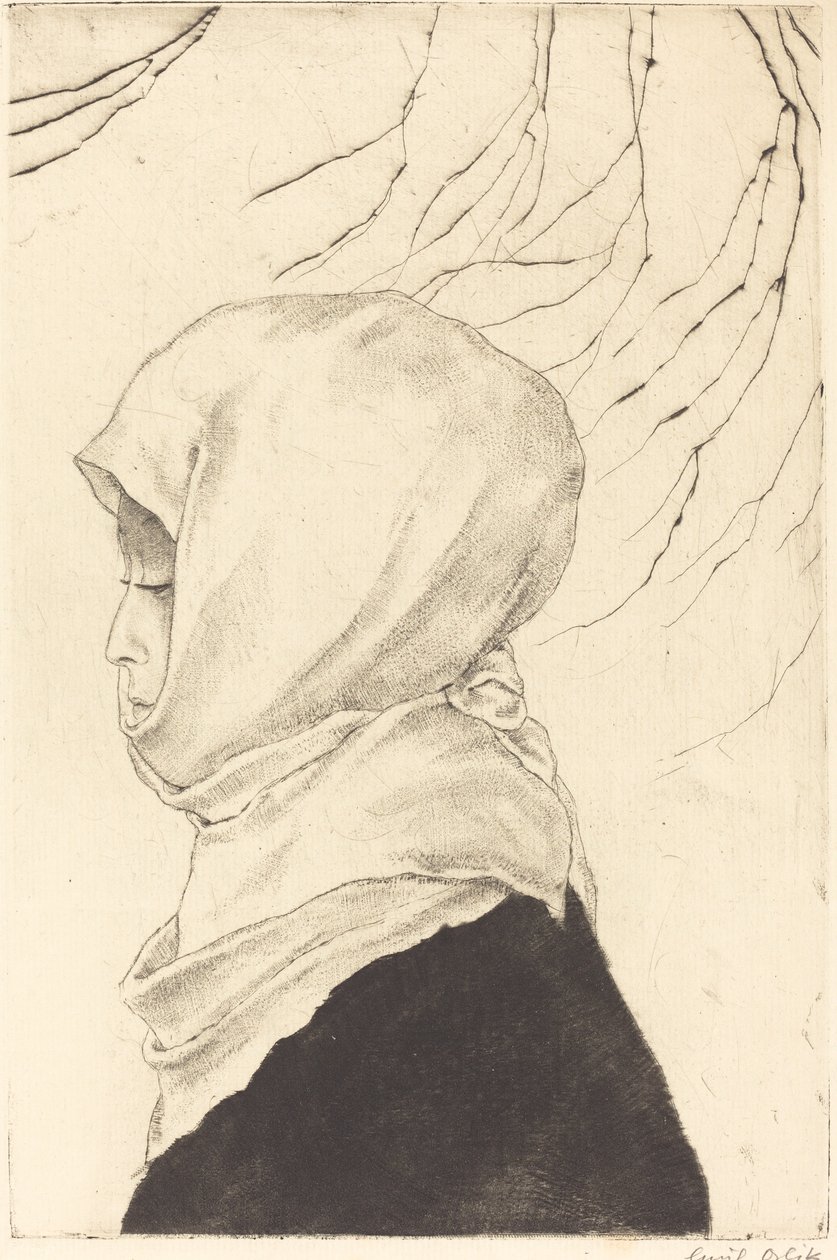 Kışlık elbiseli Japon kadın by Emil Orlik