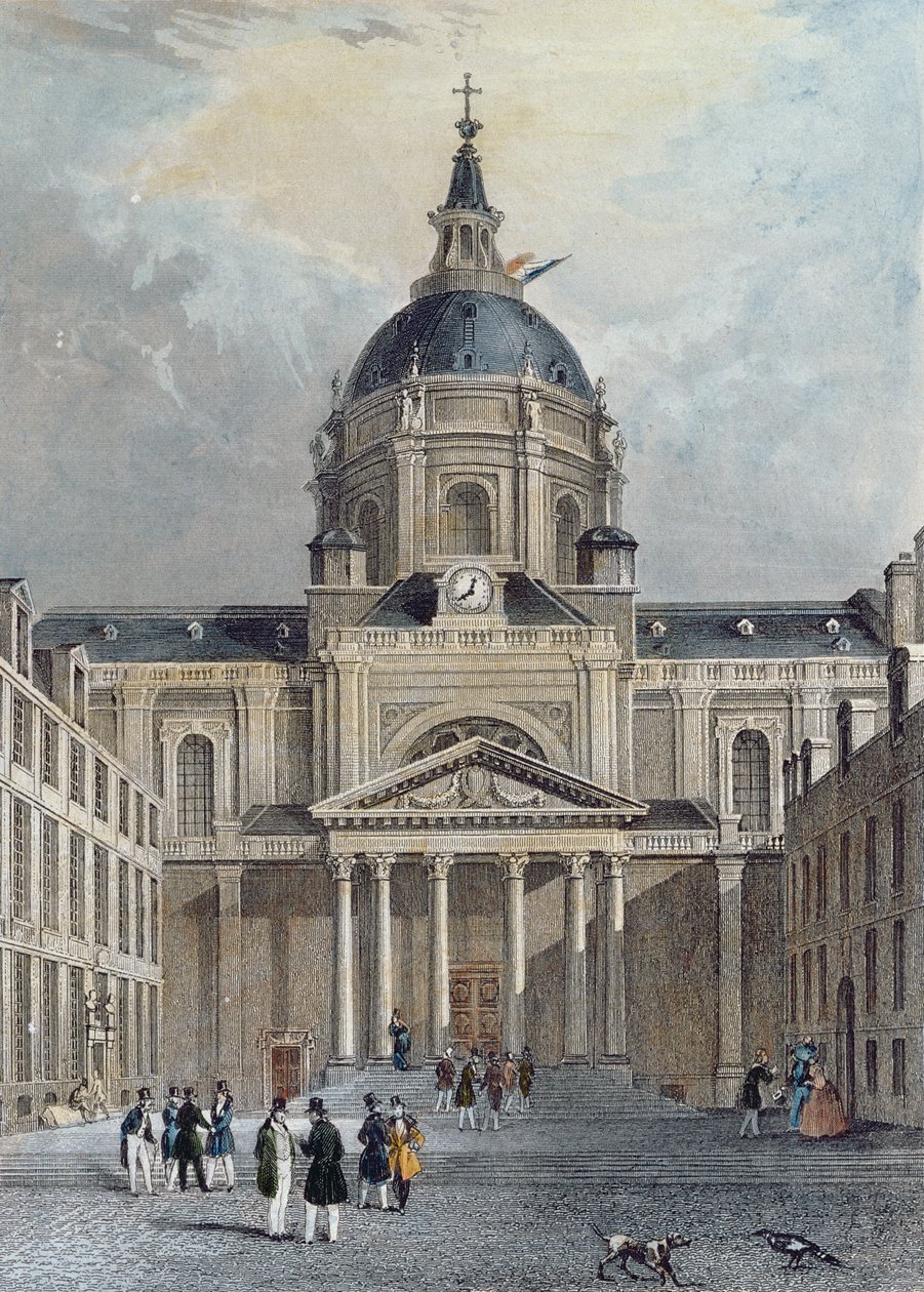 Sorbonne Avlusu, 19. yüzyıl ortası (renkli gravür) by Emile and Rouergue Rouergue