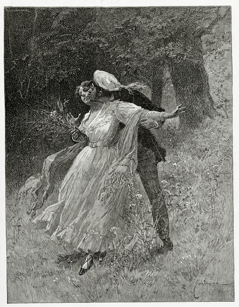 Gençlik, Les Chansons des Rues et des Bois, 19. Yüzyıl (bw gravür) by Emile Antoine Bayard