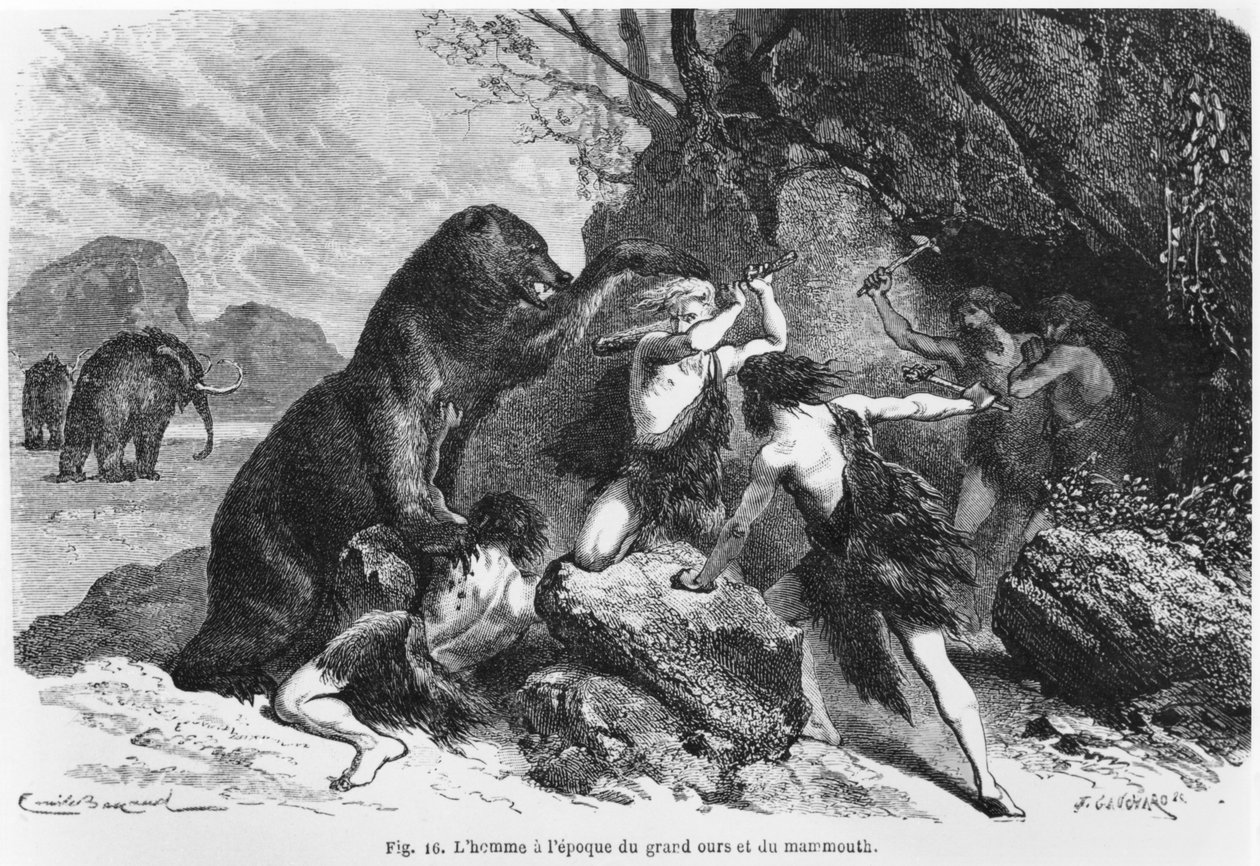 Ayı ve mamut zamanındaki adam, Hachette tarafından yayınlanan Louis Figuier (1819-94) tarafından 