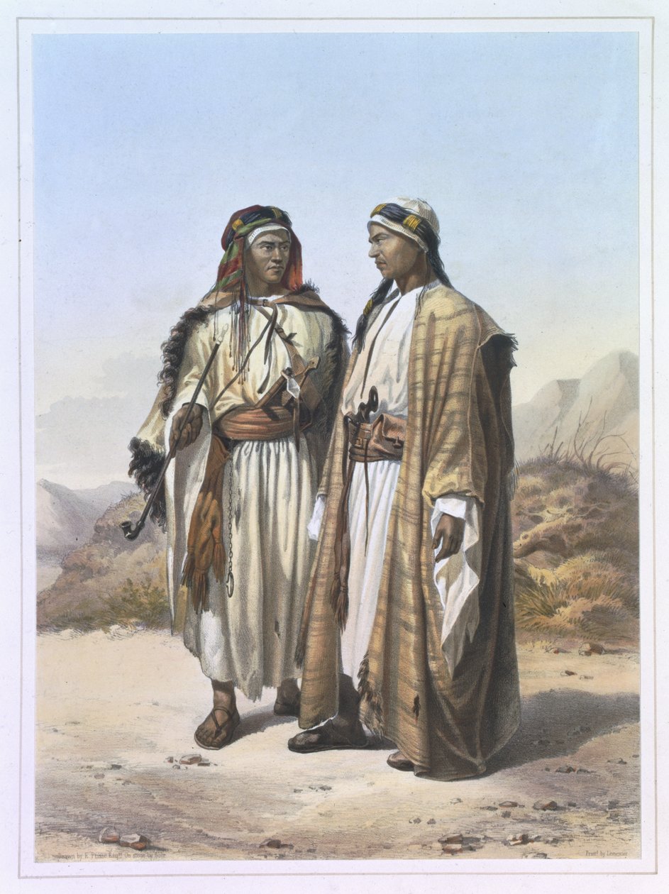 Bir Mahazi ve bir Soualeh Bedevi, Charles Bour (1814-81) pub tarafından oyulmuş 