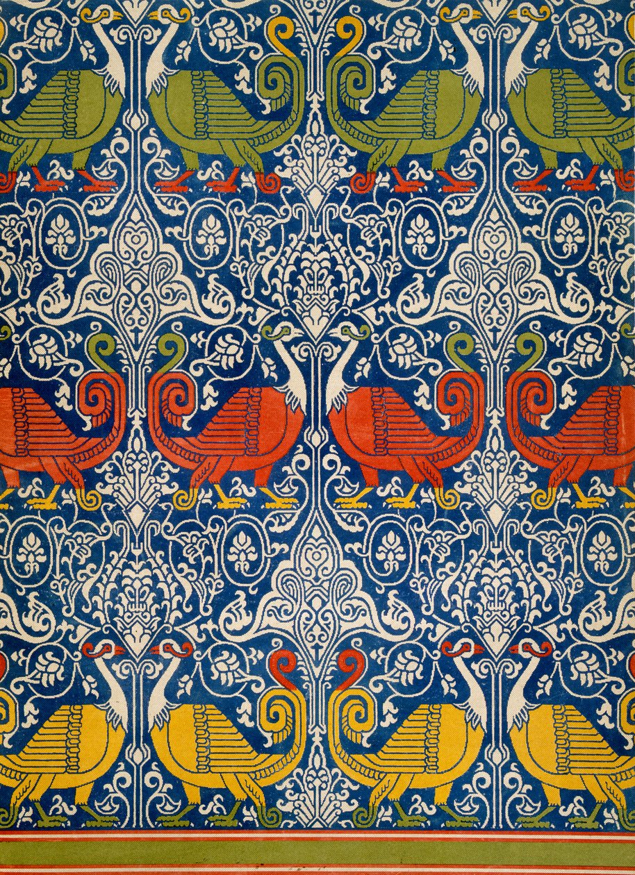 Baskılı Mısır kumaşı örneği, 19. yüzyıl (chromolitho) by Emile Prisse d