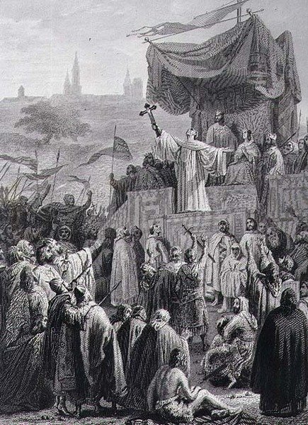 Alexandre Marie Colin (1798-1875) tarafından oyulmuş İkinci Haçlı Seferi Vaazı (gravür) by Emile (after) Signol