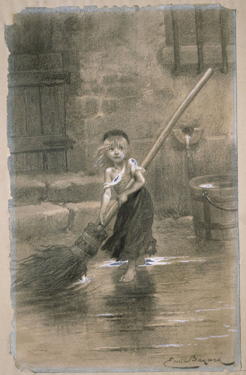 Cosette. Sefiller'den bir çizim, Victor Hugo, 1862 by Emile Antoine Bayard