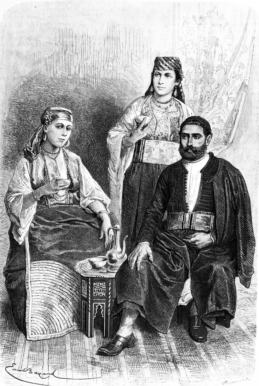 Tangiers Yahudi erkek ve kadınları, 1878 by Emile Antoine Bayard