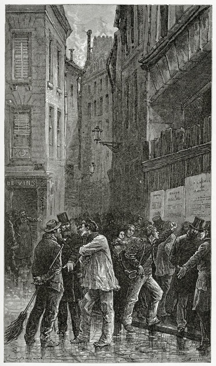 Les Affiches - Bir Suç Hikayesinden alınan illüstrasyon, 19. Yüzyıl (bw gravürü) by Emile Antoine Bayard