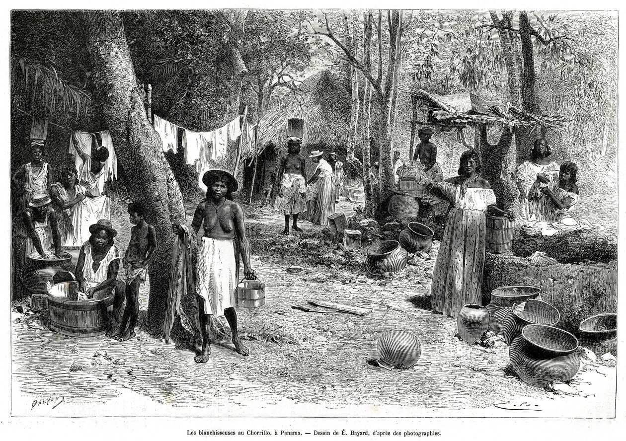 Les blanchisseuses au Chorillo, Panama, 1876