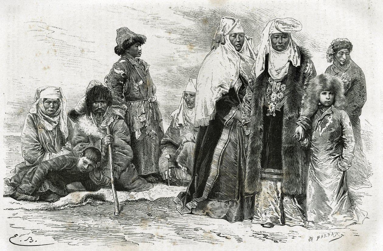 Fakir ve zengin Kırgız kadınları. Edouard Charton tarafından yönetilen Tour du monde