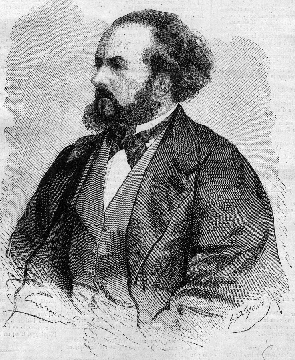 Gustave Hippolyte (Gustave-Hippolyte) Roger (1815-1879), Fransız tenor portresi - Emile Bayard tarafından çizim by Emile Antoine Bayard