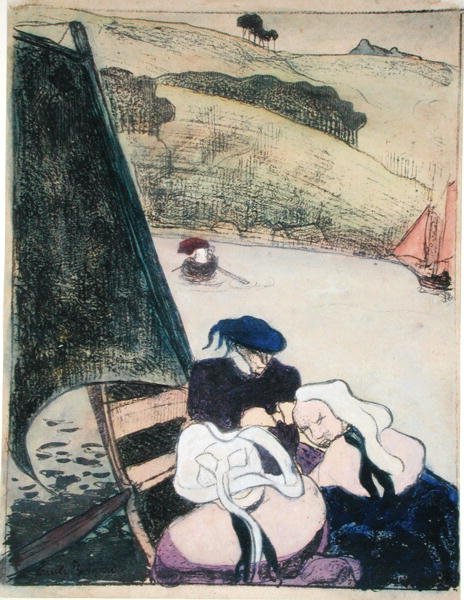 Bir Kayıktaki Bretonlar, 'Les Brettoneries' serisinden by Emile Bernard