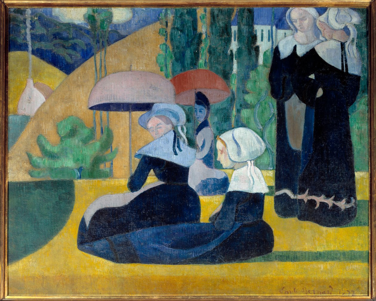 şemsiye ile Bretonlar by Emile Bernard